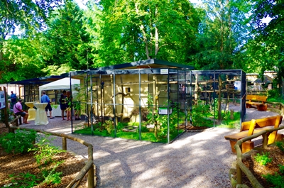Ansicht der neuen Volieren im Zoo Landau in der Pfalz